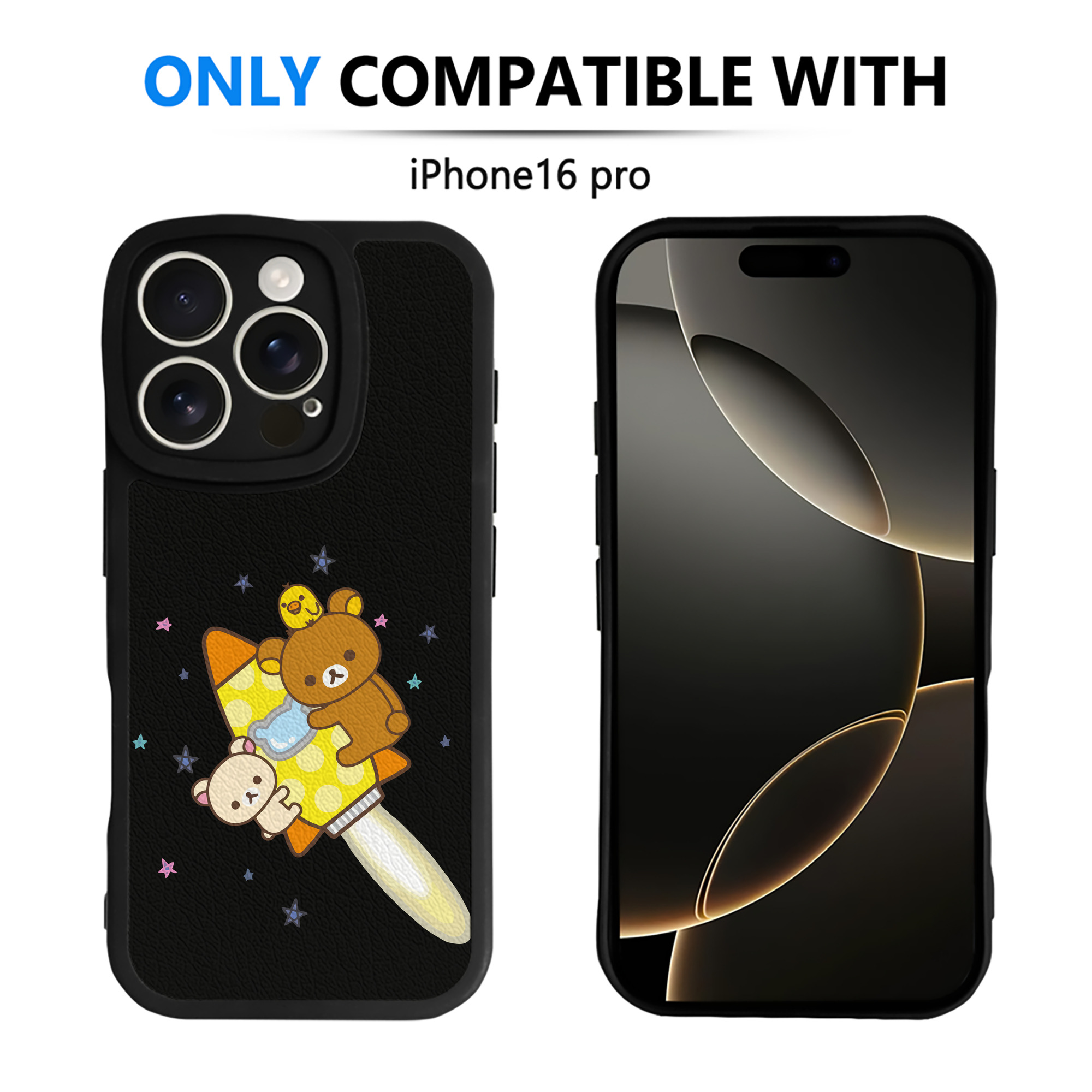 （画像用） リラックマ リラックマ キイロイトリ Rilakkuma Korilakkuma Kiiroitori 【iPhone 16シリーズ対応】シリコンスマホケース（レザー調） 材質：シリコン